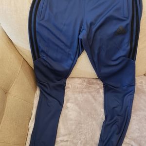 Mens blue with black stripe soccer sweatpants dri-